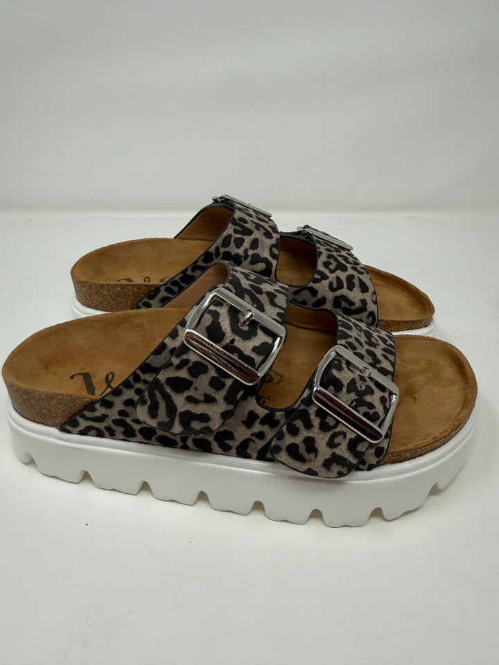 Jazmin Grey Leopard Platform Sandals