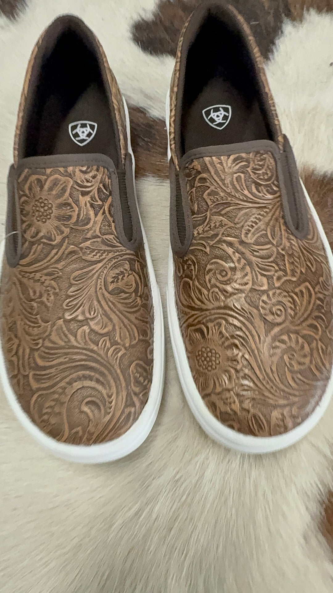 Women's Ariat Skylar Brown Embossed Slip On Shoes