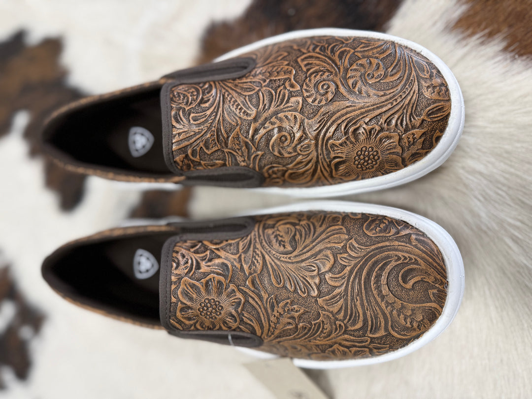 Women's Ariat Skylar Brown Embossed Slip On Shoes