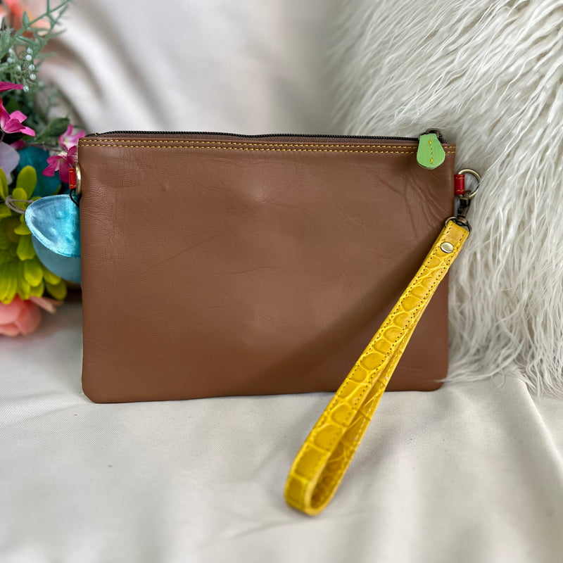 Evie Striped Leather Wristlet and Crossbody- 3 Colors