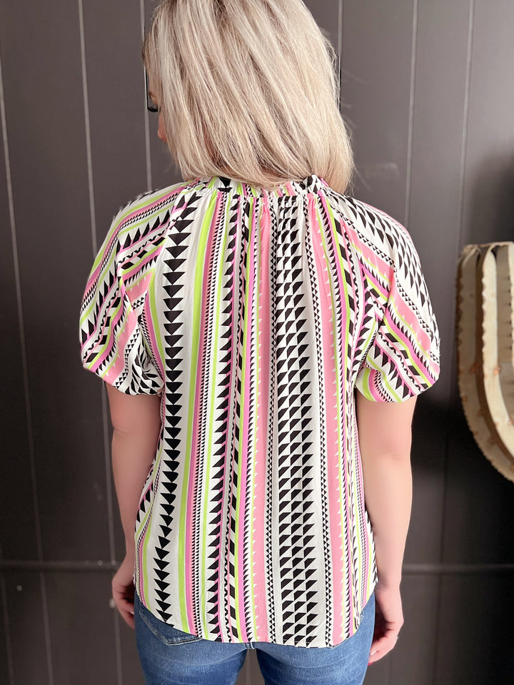 Jamaican Pink & Green Top