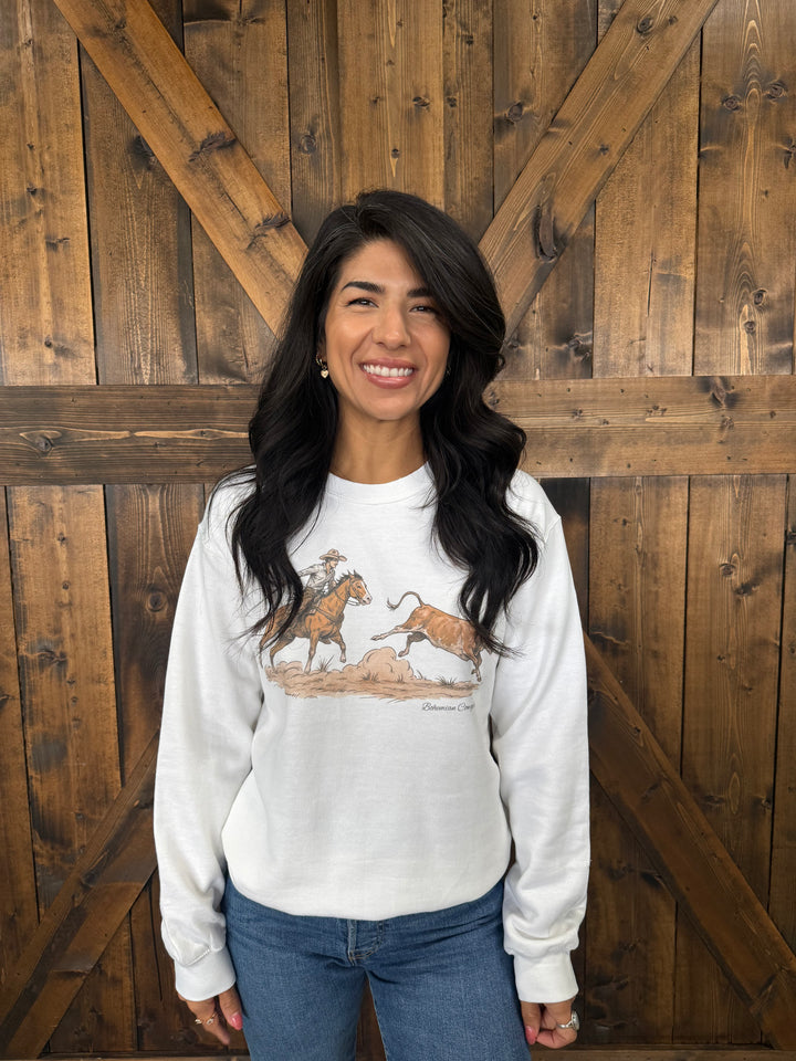 Vintage Roping Cowboy Graphic Sweatshirt
