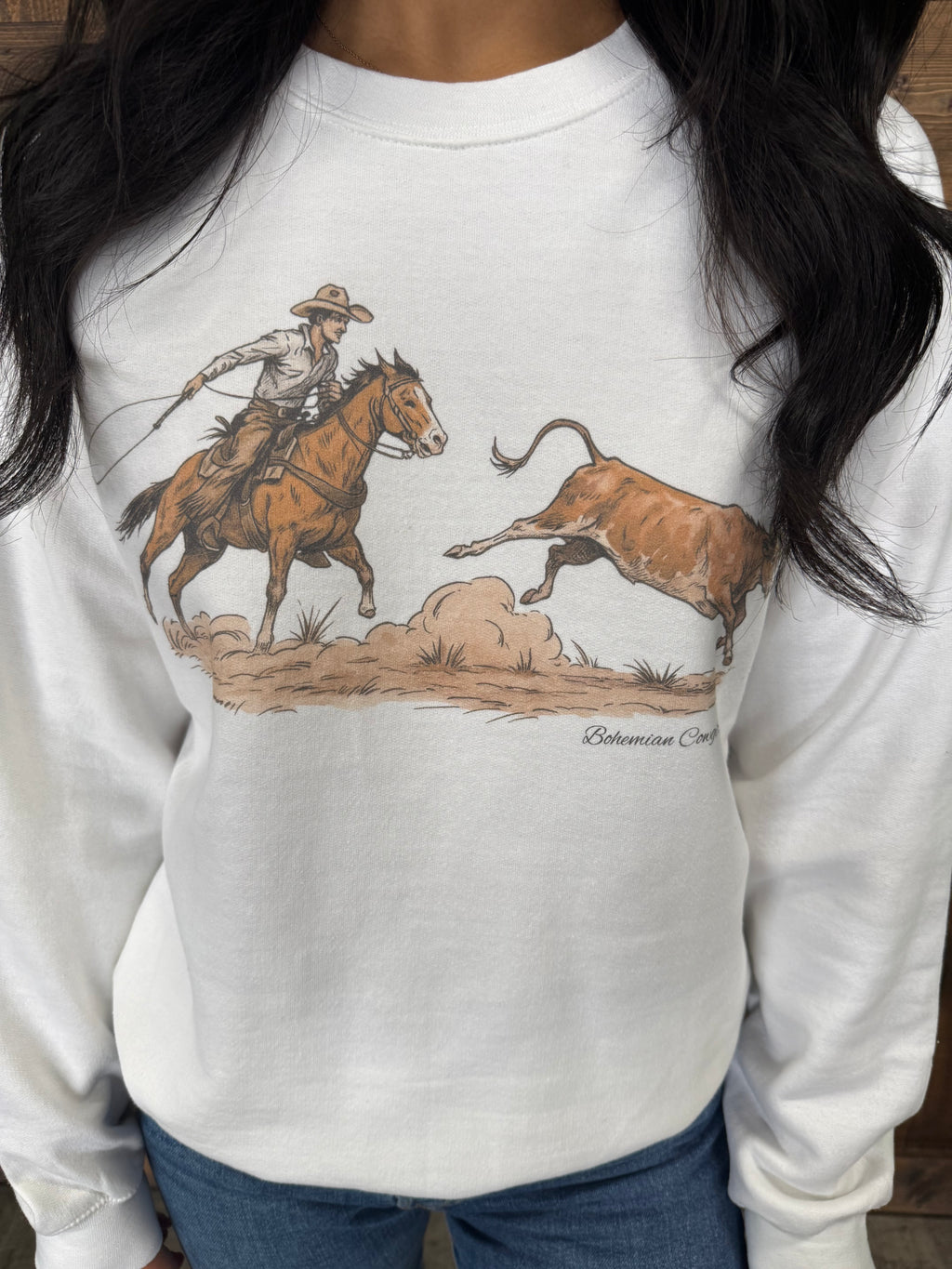 Vintage Roping Cowboy Graphic Sweatshirt