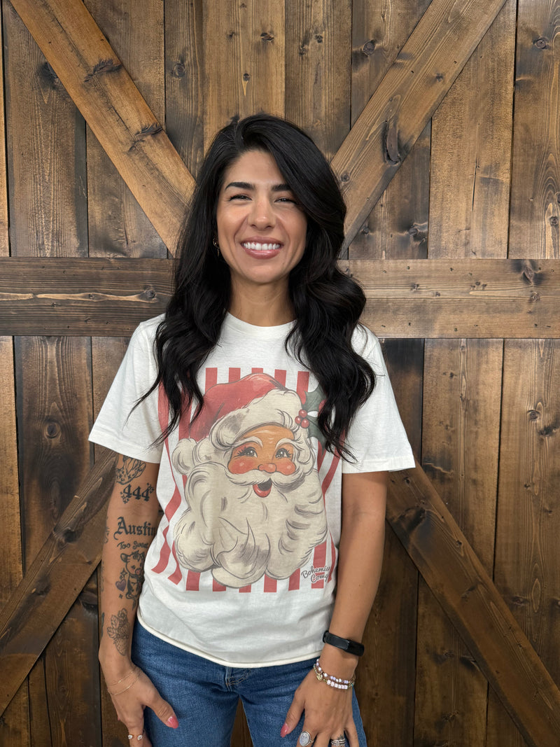 Vintage Striped Santa Tee