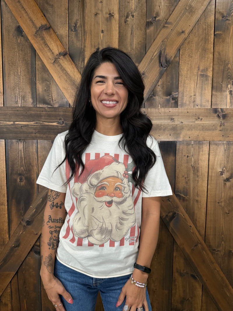Vintage Striped Santa Tee