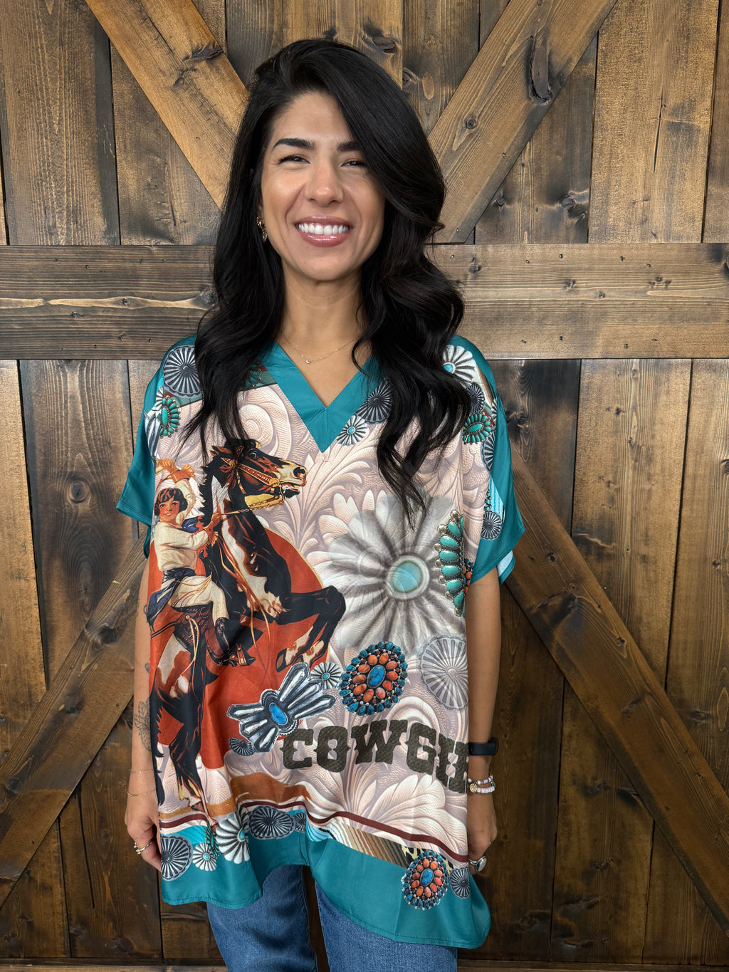 Vintage Cowgirl & Concho Oversized Poncho