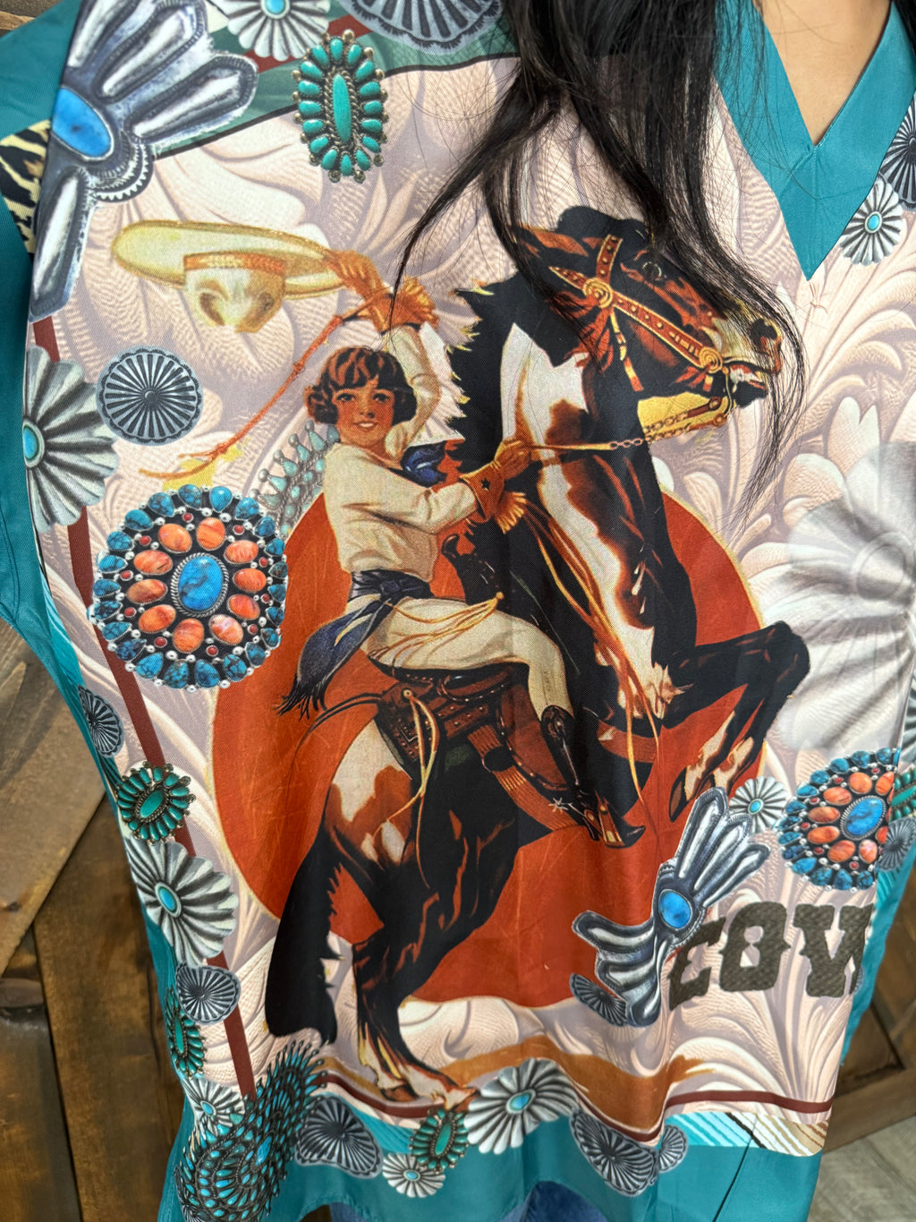 Vintage Cowgirl & Concho Oversized Poncho