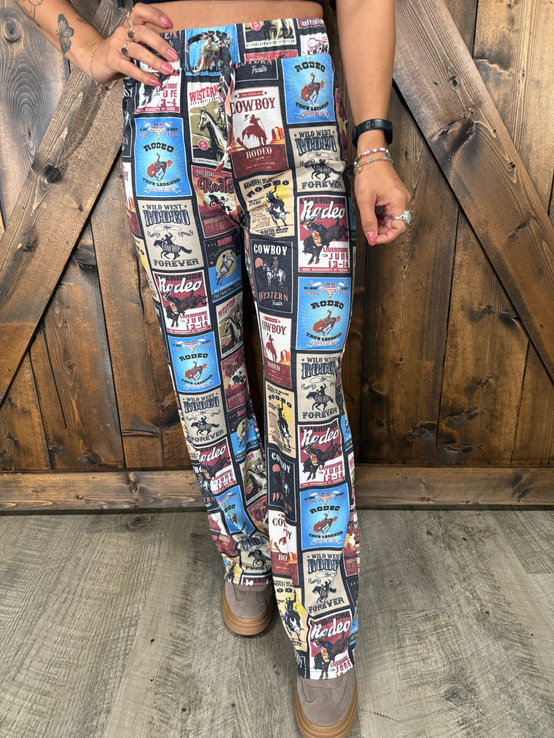 Western Collage Print Pants