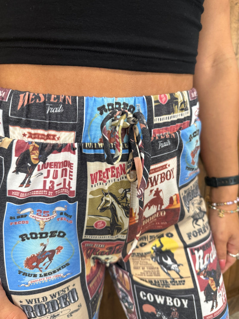 Western Collage Print Pants