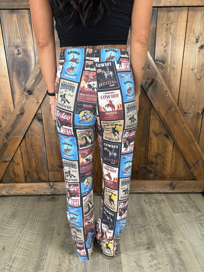 Western Collage Print Pants