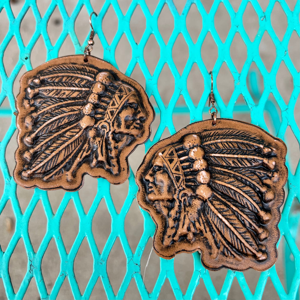 Leather Chief of Chiefs Earrings | gussieduponline