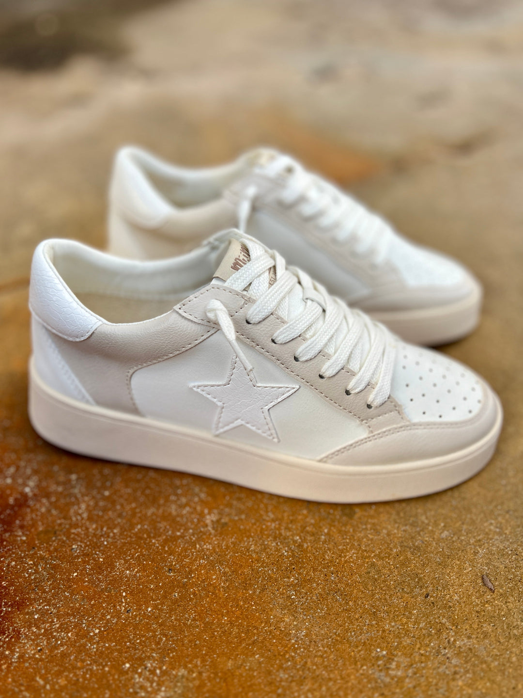 Juniper's Beige Star Sneakers | gussieduponline