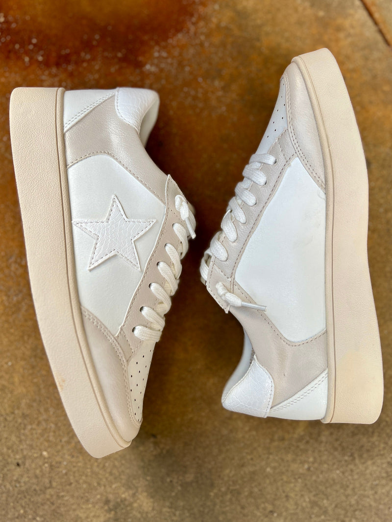 Juniper's Beige Star Sneakers | gussieduponline
