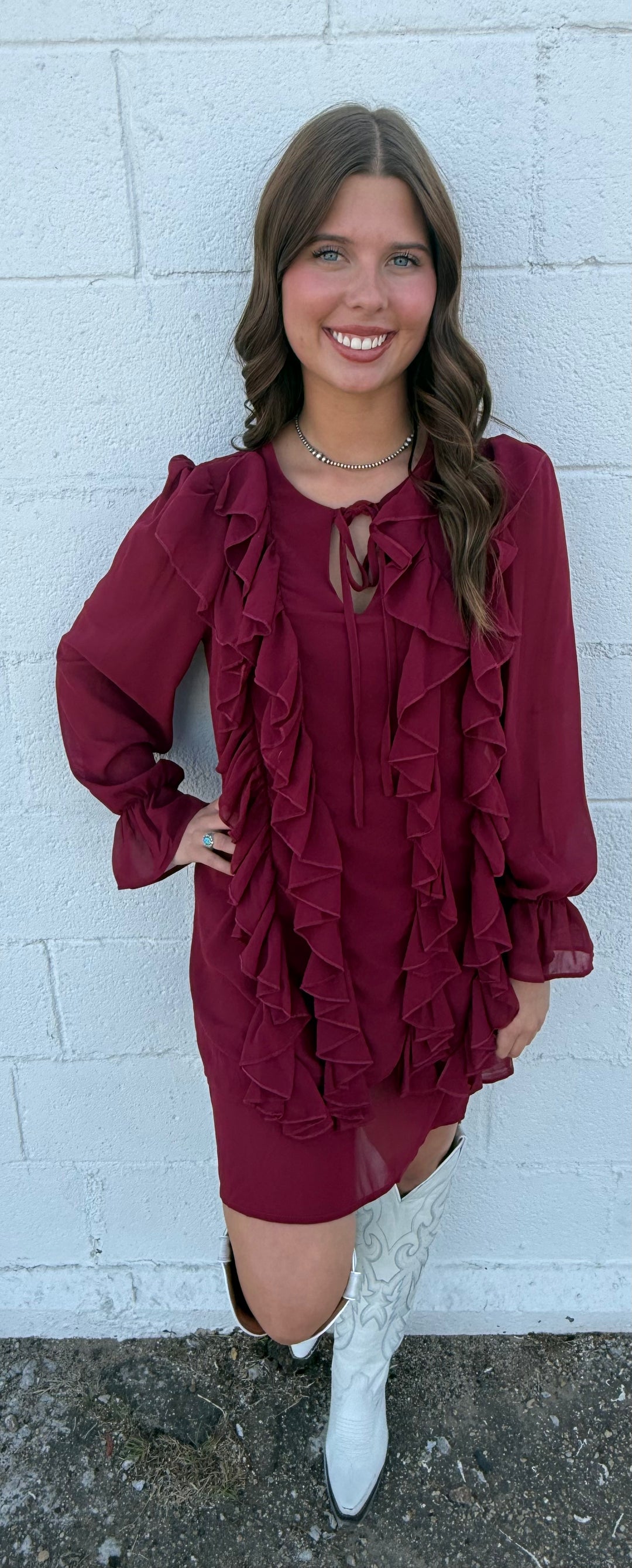 L&B Cherry Red Flowy Layered Ruffle Dress I Gussied Up Online Boutique Small L&B Cherry Red Flowy Layered Ruffle Dress I Gussied Up Online Boutique Small