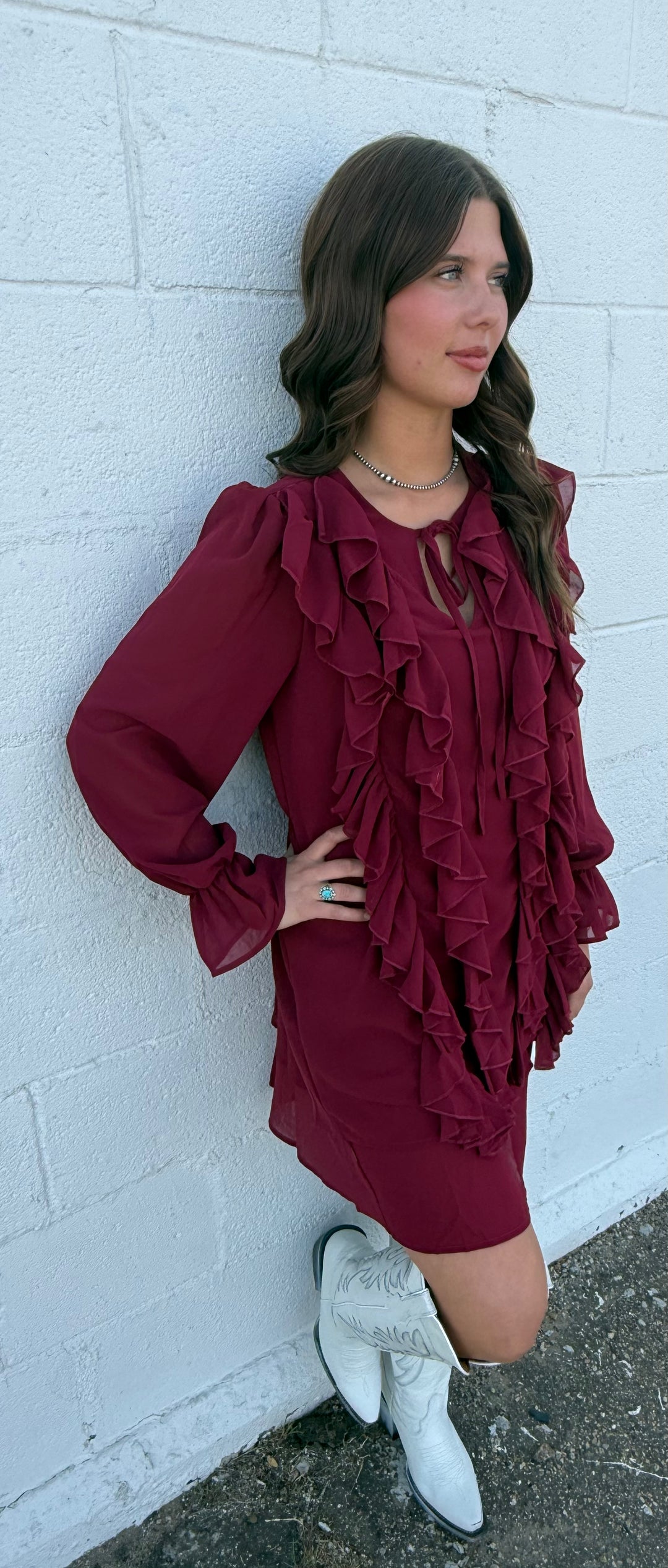 L&B Cherry Red Flowy Layered Ruffle Dress I Gussied Up Online Boutique Small L&B Cherry Red Flowy Layered Ruffle Dress I Gussied Up Online Boutique Small