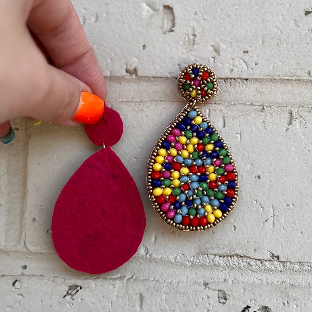 Seed Bead Tear Earrings- 4 Colors | gussieduponline