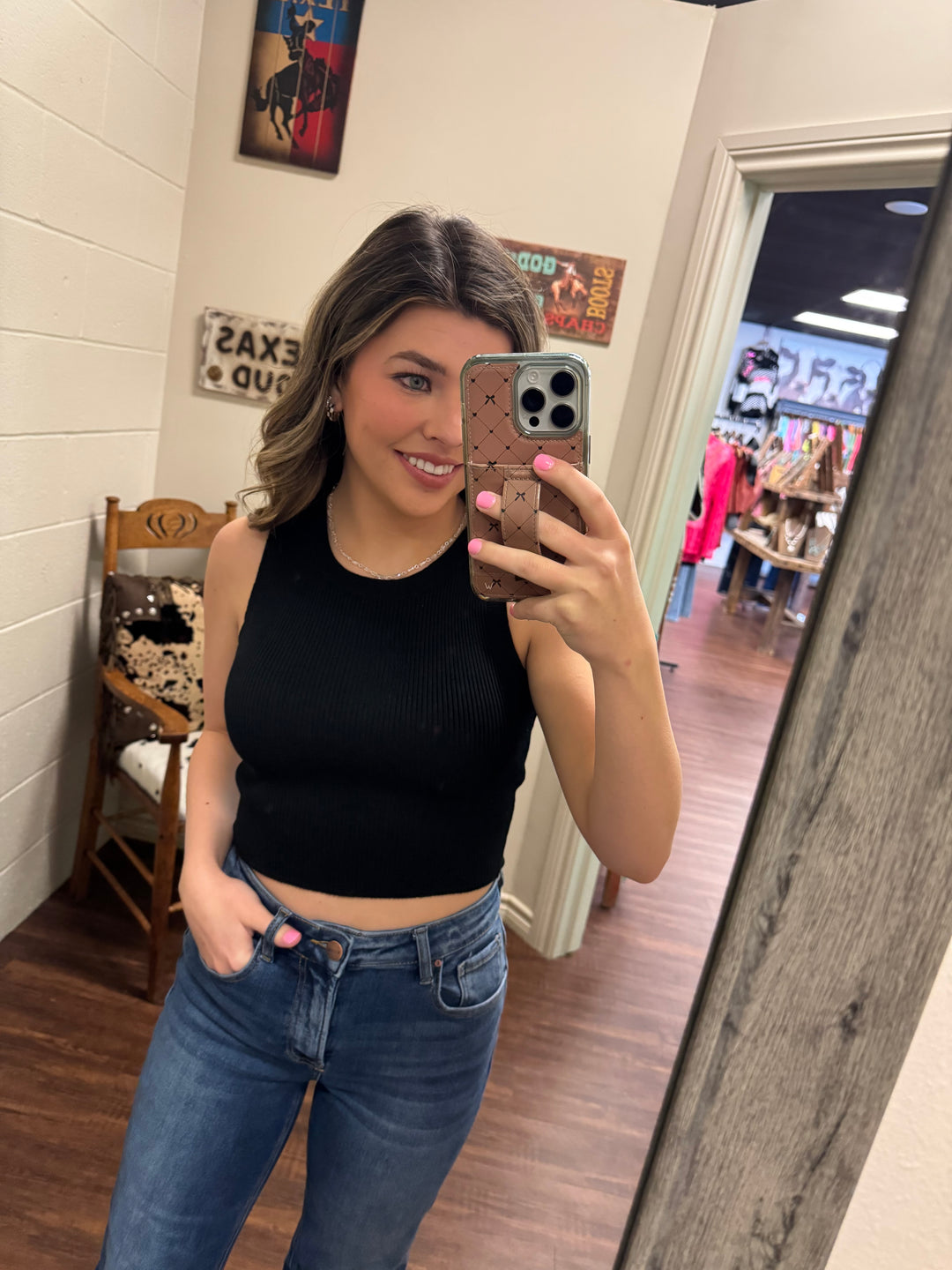 Crewneck Sleeveless Sweater Knit Crop Top- 4 Colors