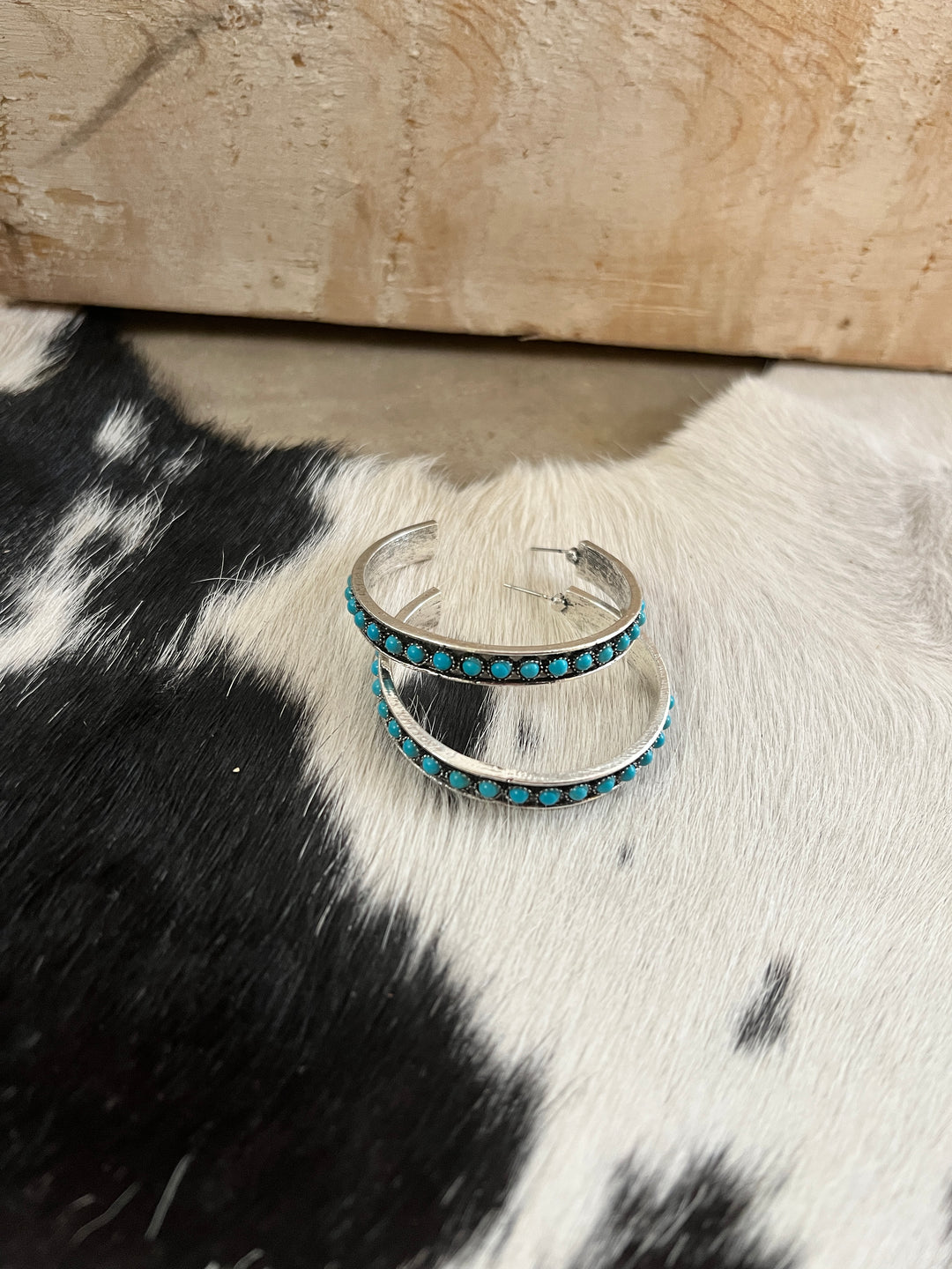 Burnished Silver And Color Hoop Earrings - 2 Colors Available