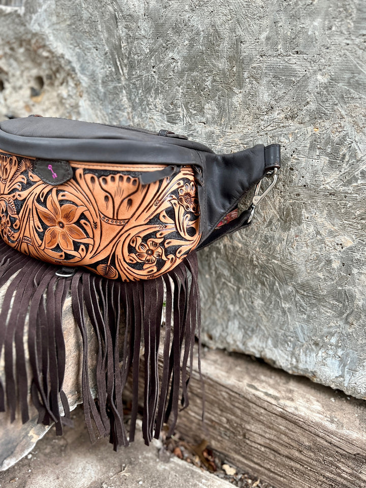 fringe sling fanny pack