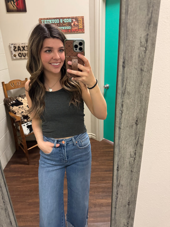 Charcoal Kick Back Cropped Tank