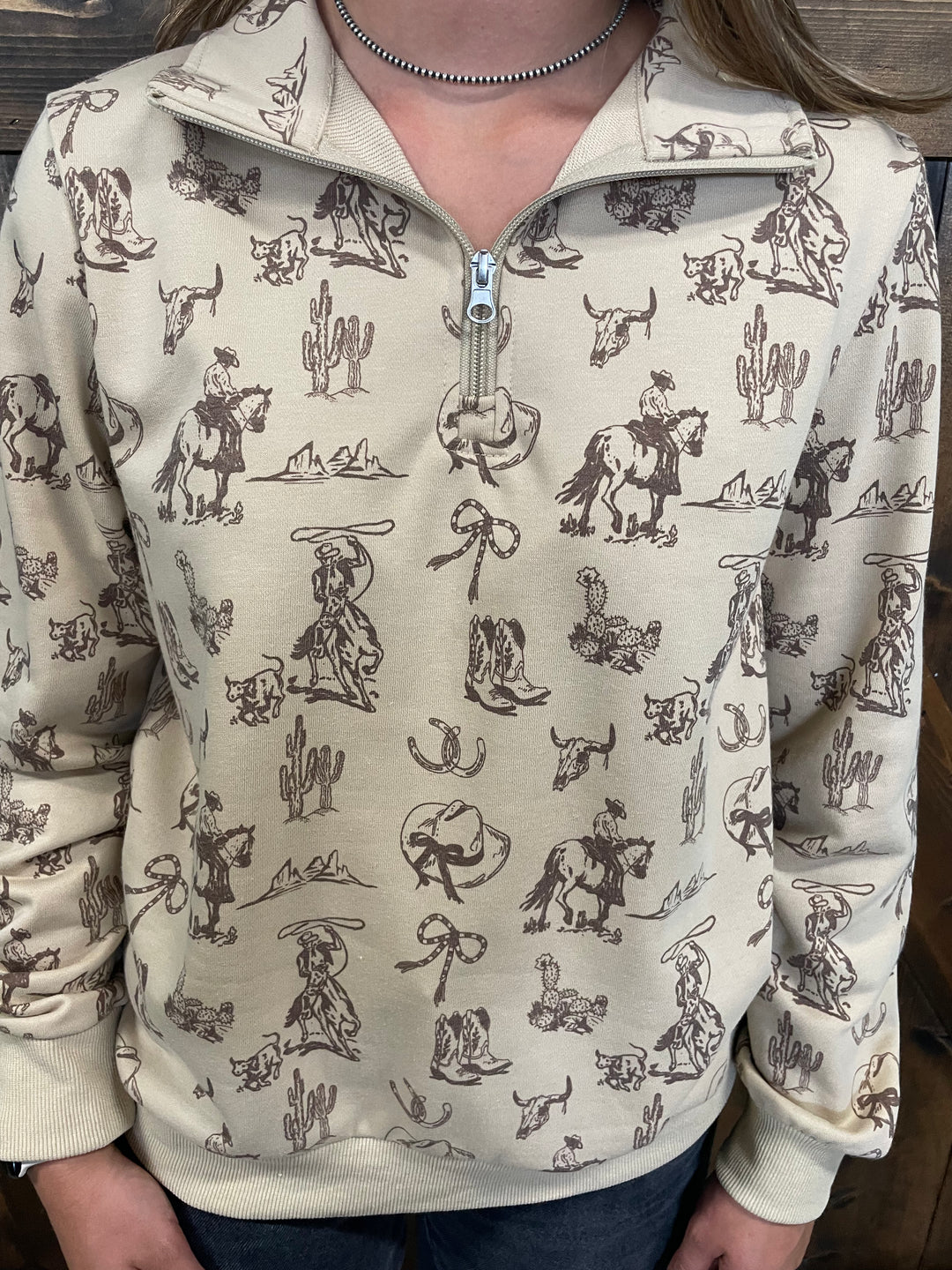 Rockin A Ribbon Roping 1/4 Zip French Terry Pullover
