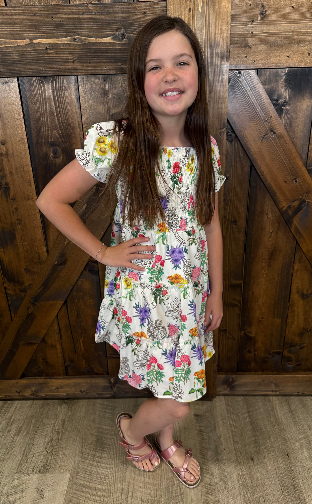 KIDS L&B Floral Ruffled Dress