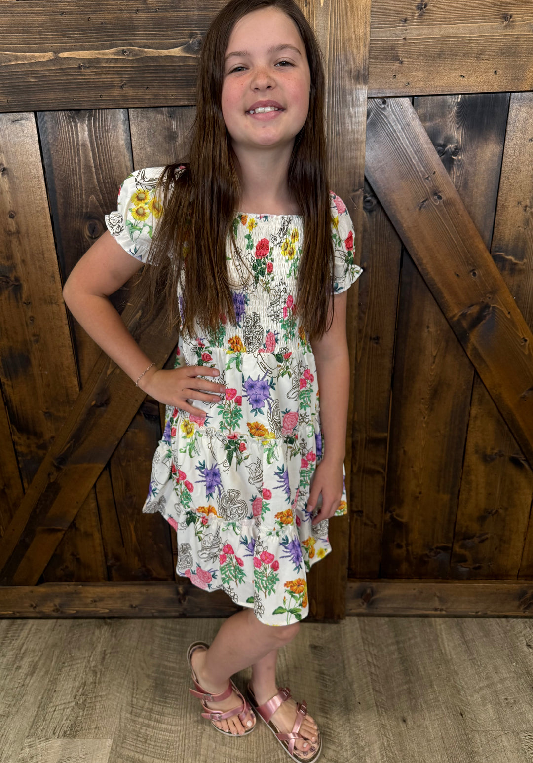 KIDS L&B Floral Ruffled Dress