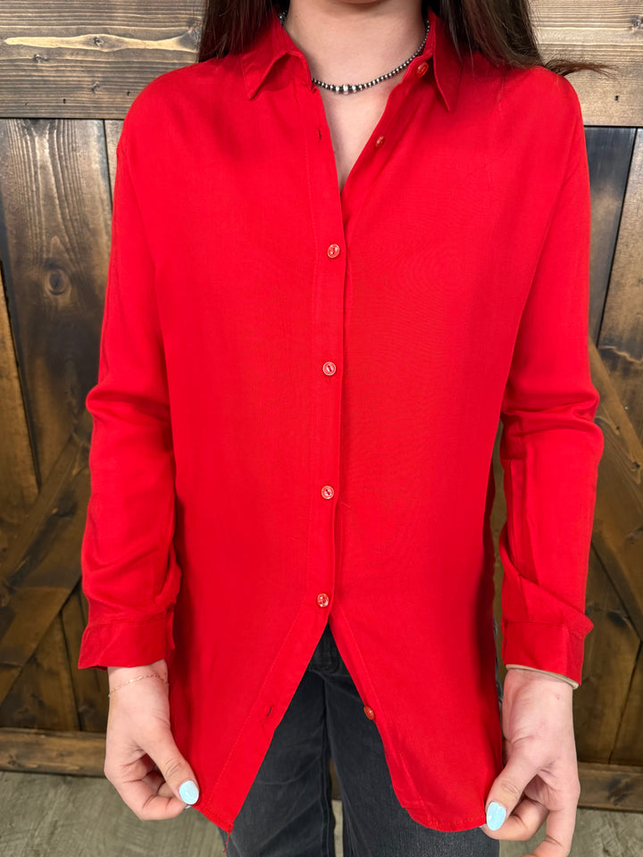 Polo Bonetta Solid Color Long Sleeve Button Up Blouse- 3 Colors