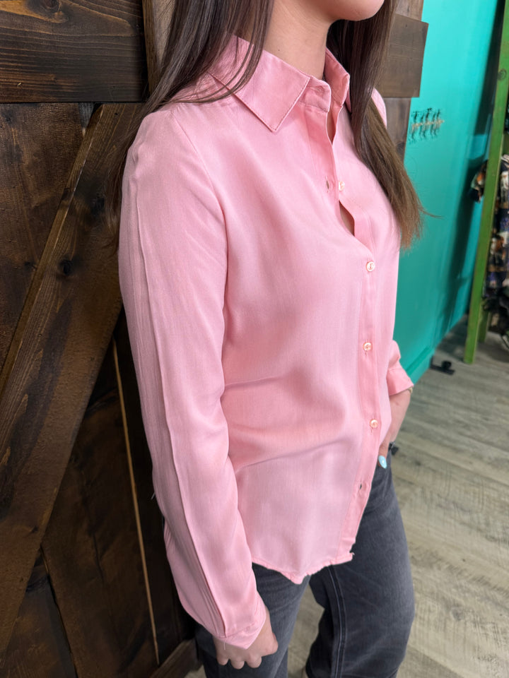 Polo Bonetta Solid Color Long Sleeve Button Up Blouse- 3 Colors