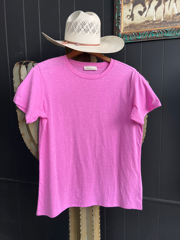 Zenana Cotton Boyfriend Round Neck Basic Tee