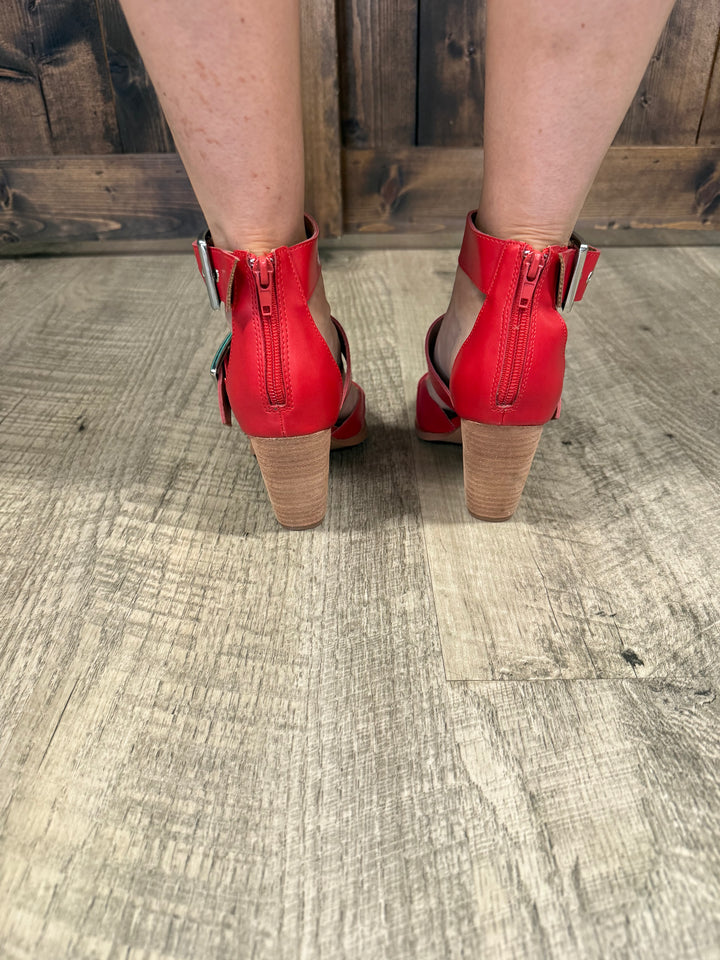 MiiM Pointed Toe Hollow Out Red Hendrix Sandals