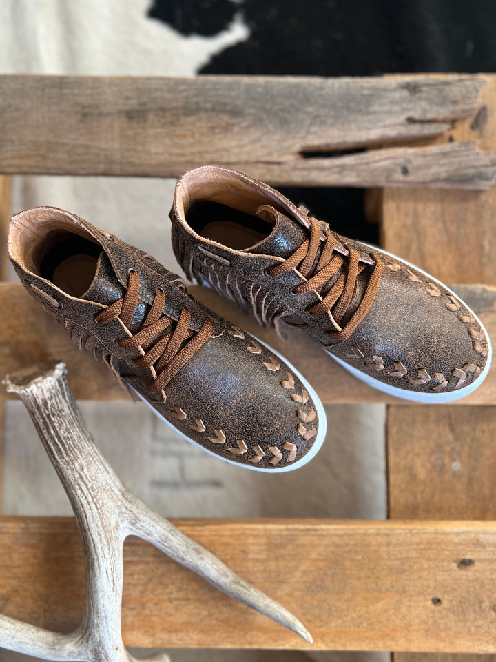 Agave Sky Leather Sneaker with Fringe