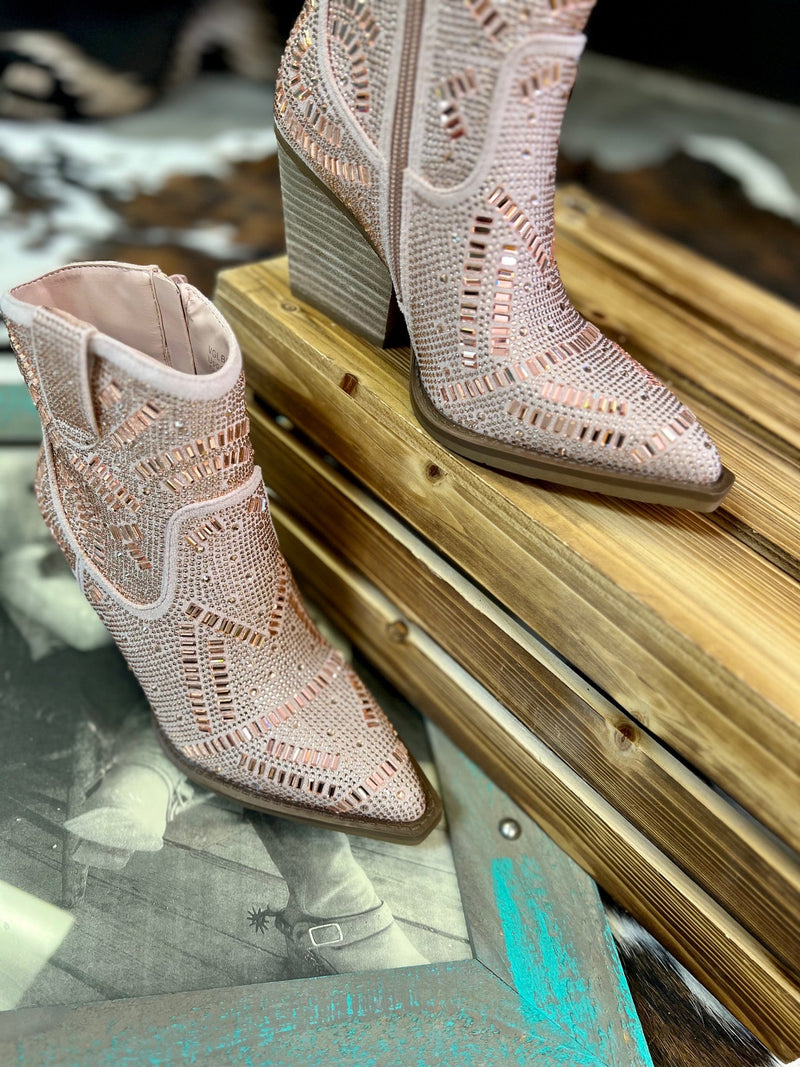 The Rose Gold Maze of Life Booties are your shortcut to style! With a 3" heel, pointed toe and rose gold rhinestone maze design details, you'll strut in confidence and find your way through life with ease. Plus, the inside zipper means you won't find yourself endlessly searching for a way out. Look great, feel great!