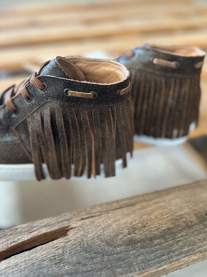 Agave Sky Leather Sneaker with Fringe