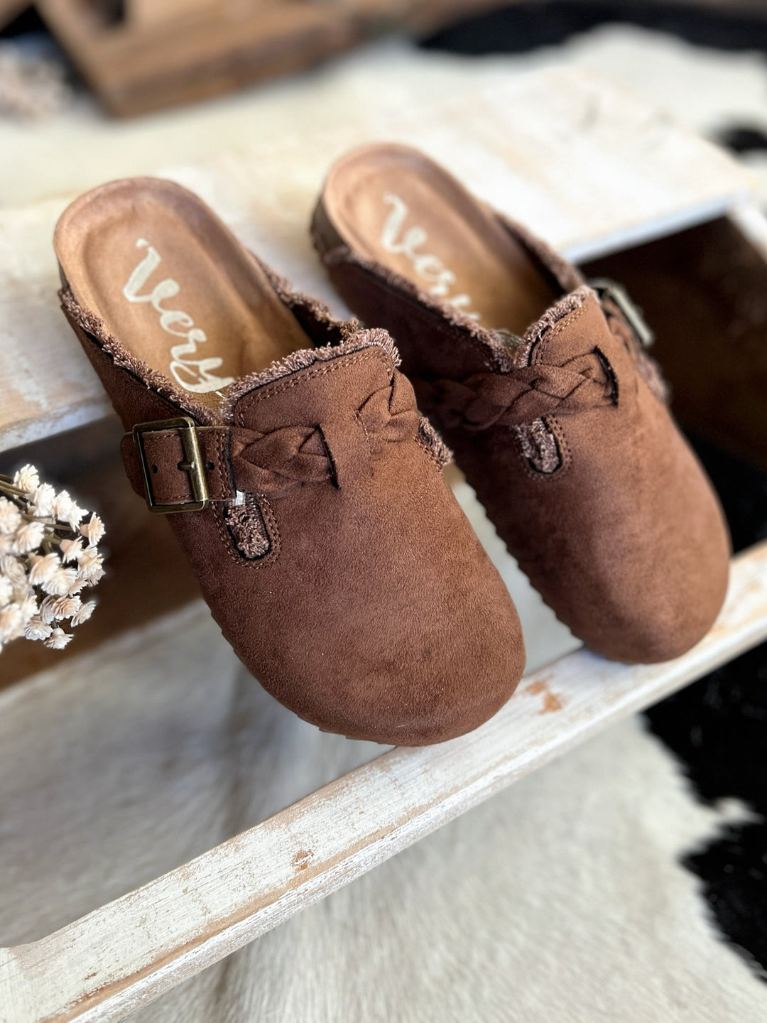 Iris Brown Braided Clogs | gussieduponline