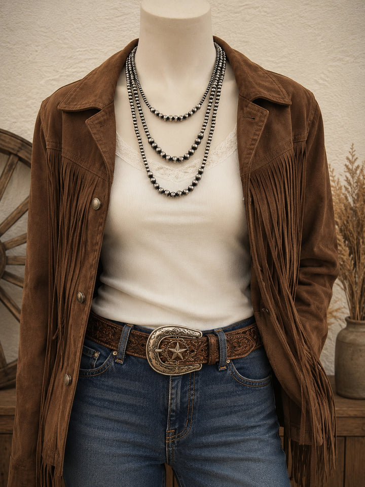 24" Handmade Navajo Pearl 3 Strand Necklace