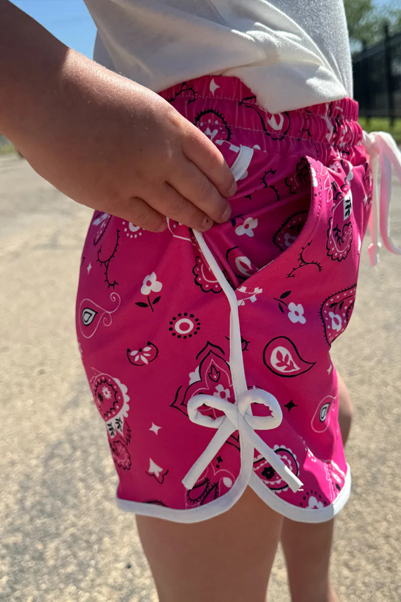 KIDS Bandana Babe Hot Pink Shorts
