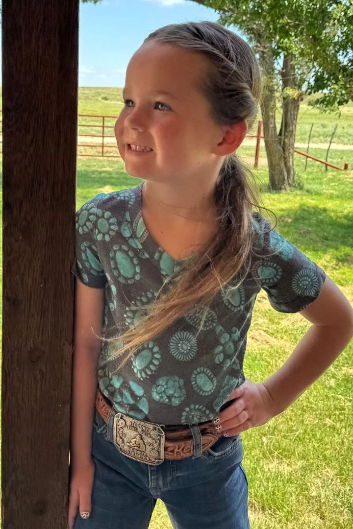 KIDS Forever In Turquoise V Neck Tee