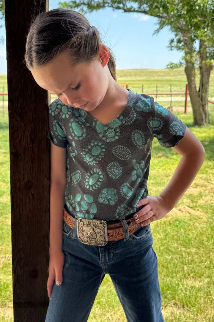 KIDS Forever In Turquoise V Neck Tee