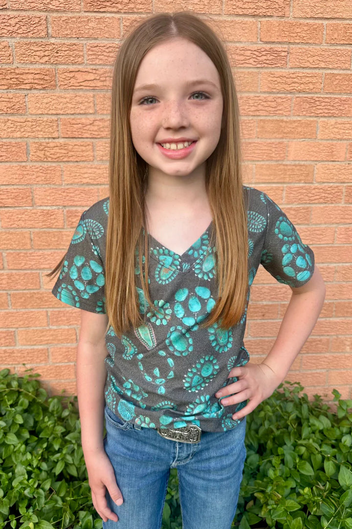 KIDS Forever In Turquoise V Neck Tee