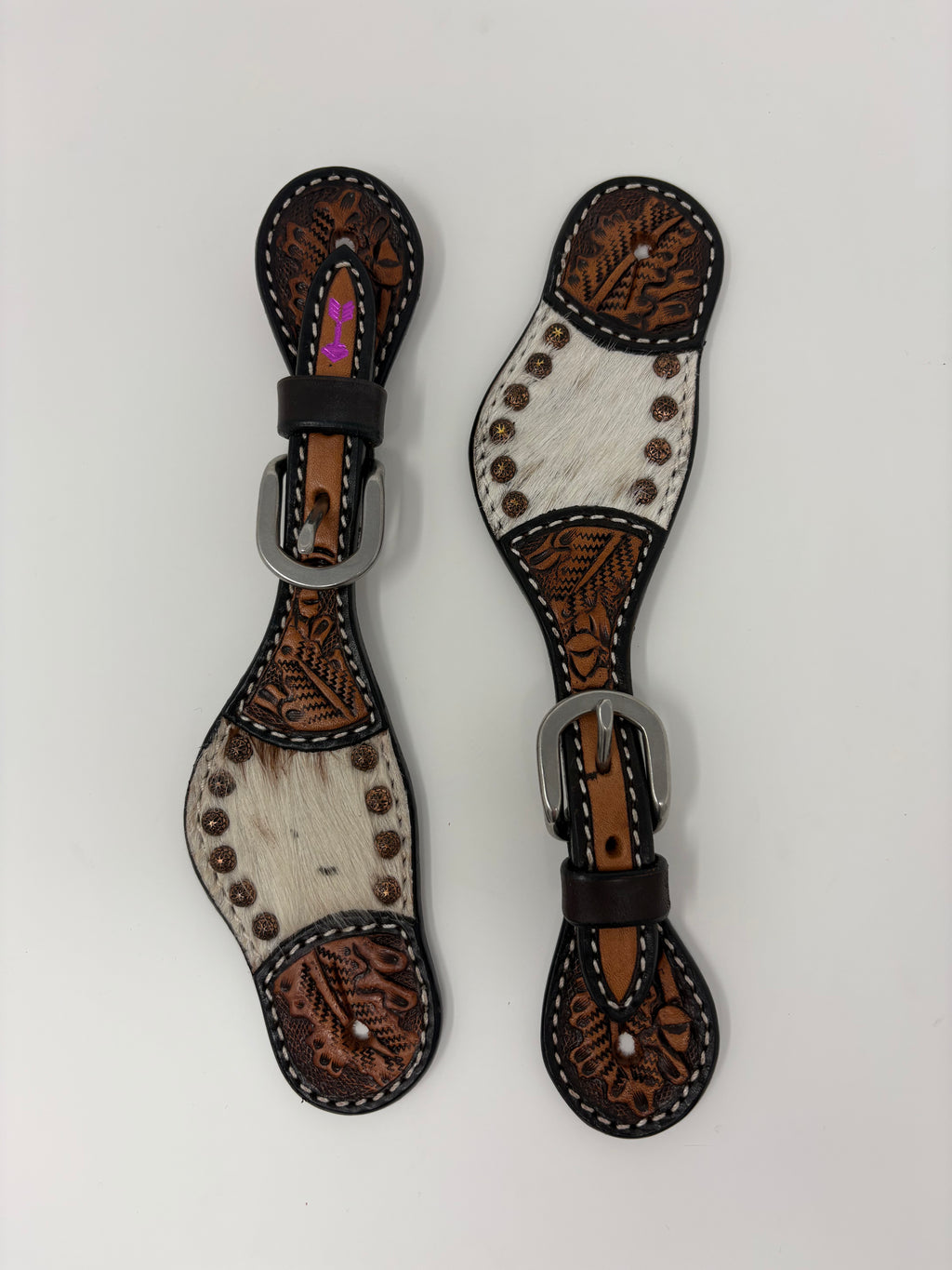 KIDS Rafter T Ranch Hair on Hide Two Tone Spur Straps