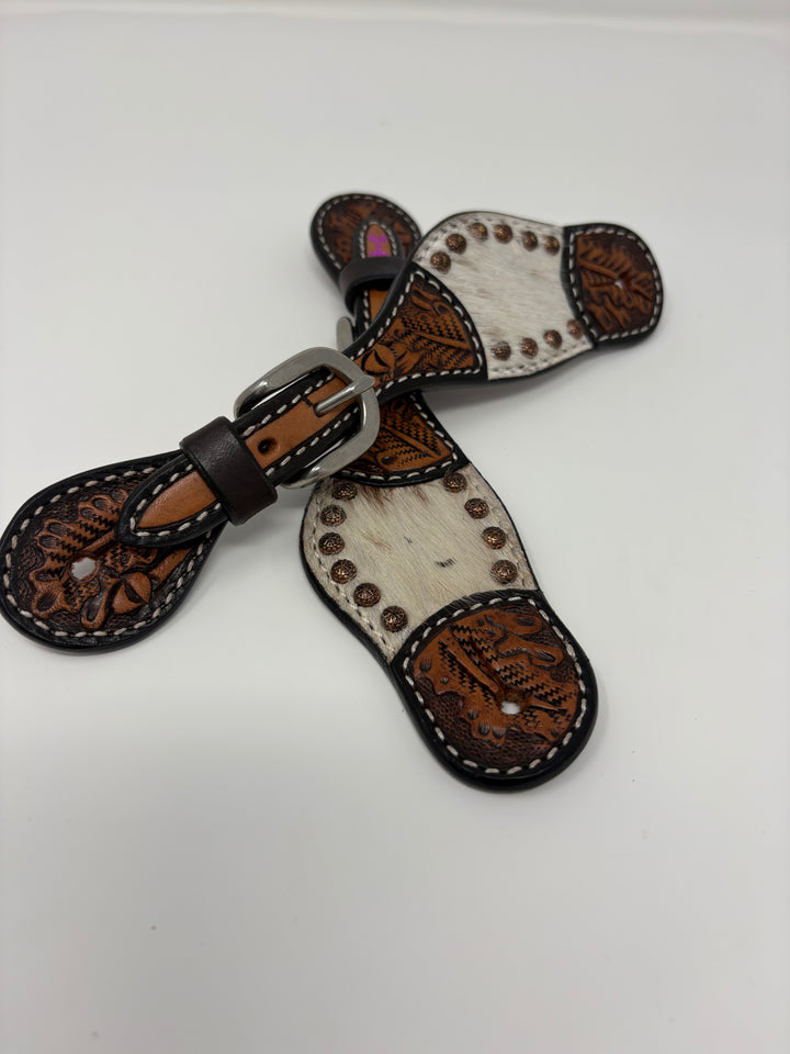 KIDS Rafter T Ranch Hair on Hide Two Tone Spur Straps
