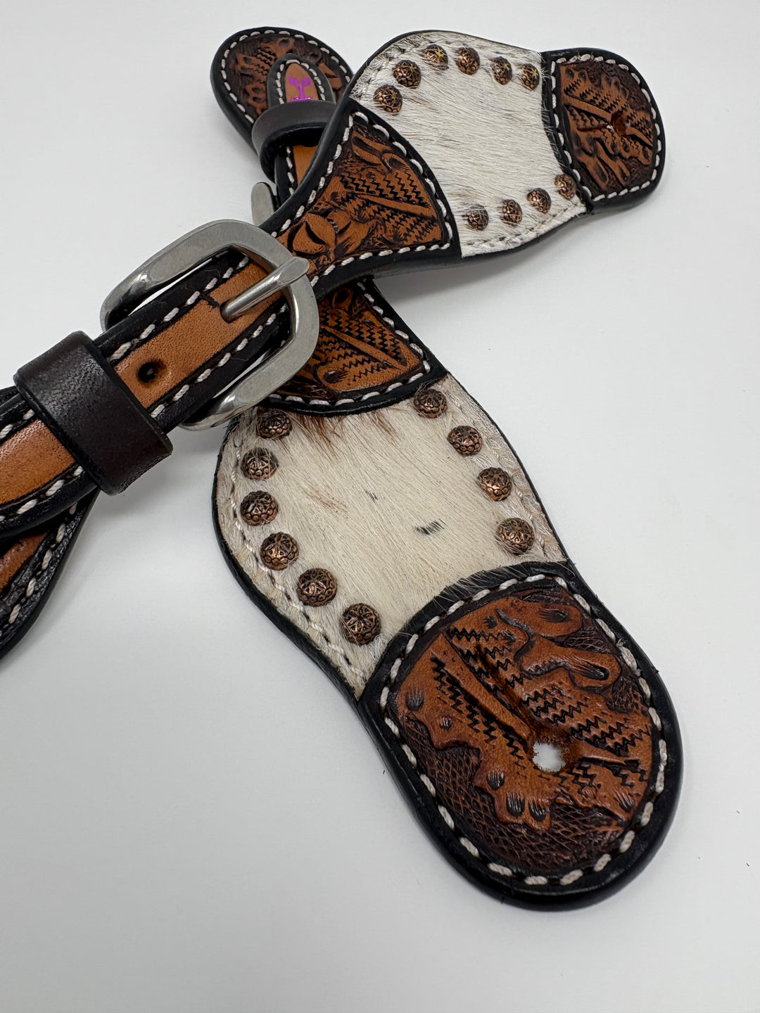 KIDS Rafter T Ranch Hair on Hide Two Tone Spur Straps