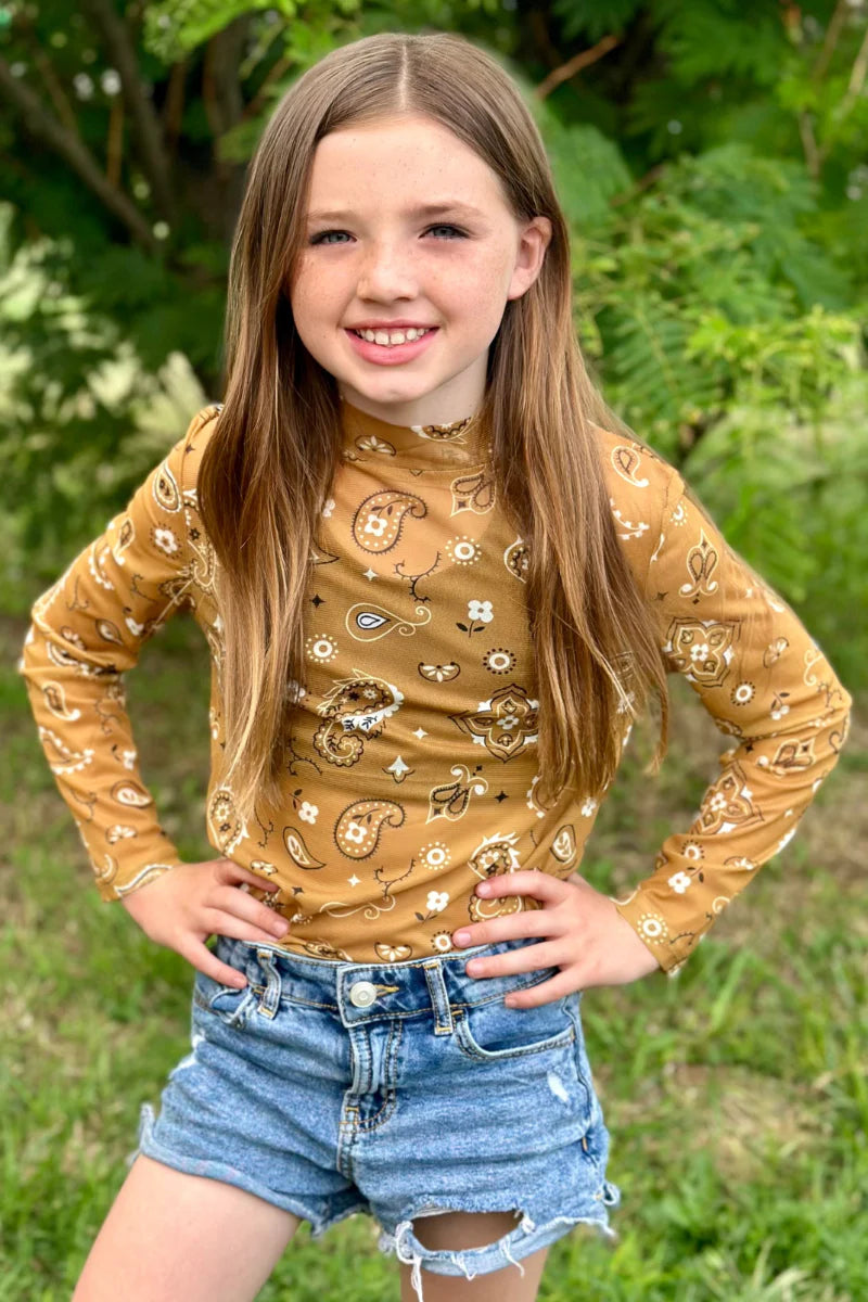 KIDS Sterling Kreek Bandana Babe Mustard Mesh Top
