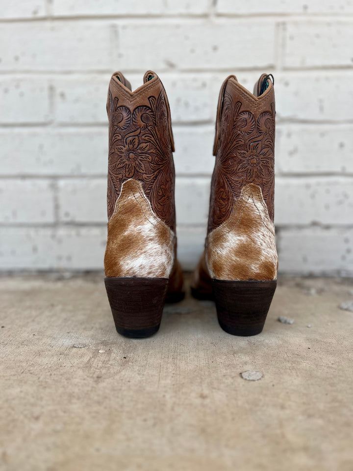 Kelsey Anne Hair On Hide Tooled Leather Boots | gussieduponline
