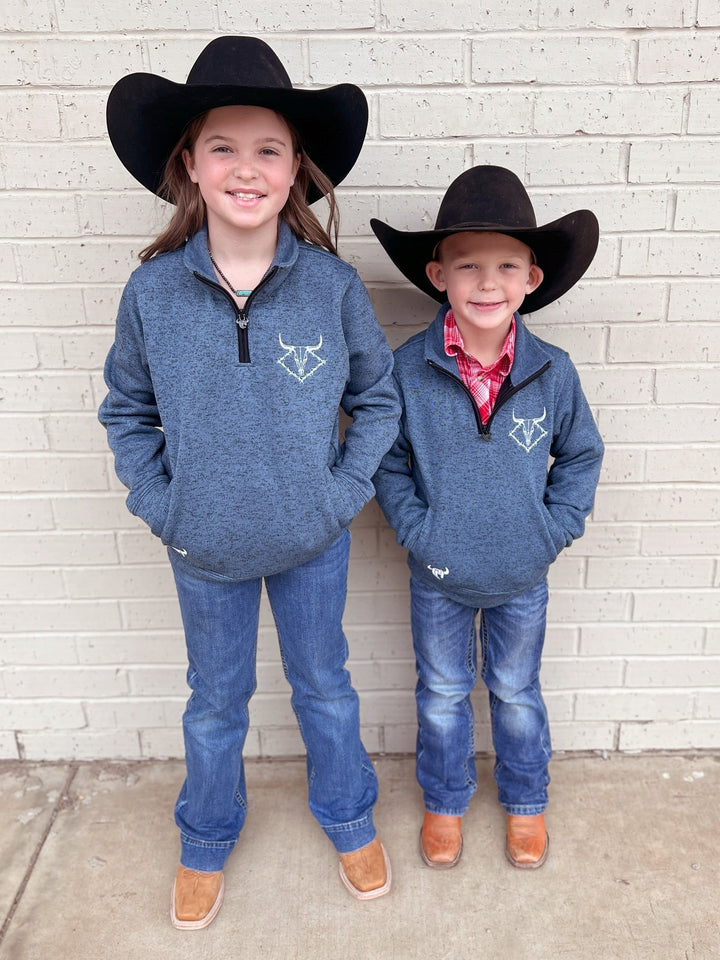 Infant Cowboy Hardware Blue Quarter Zip Pullover | gussieduponline