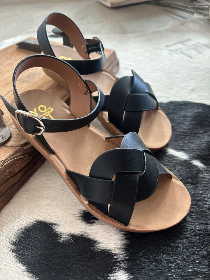 Kids Leather Braided Sandals-3 Colors