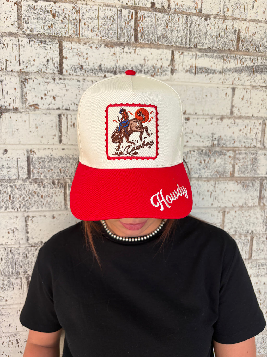 Detailed Cowboy Horse Embroidery Two-Tone Cap