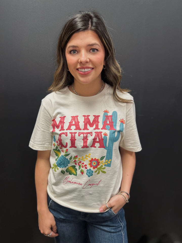 "MAMACITA" Cactus Cream Graphic Tee