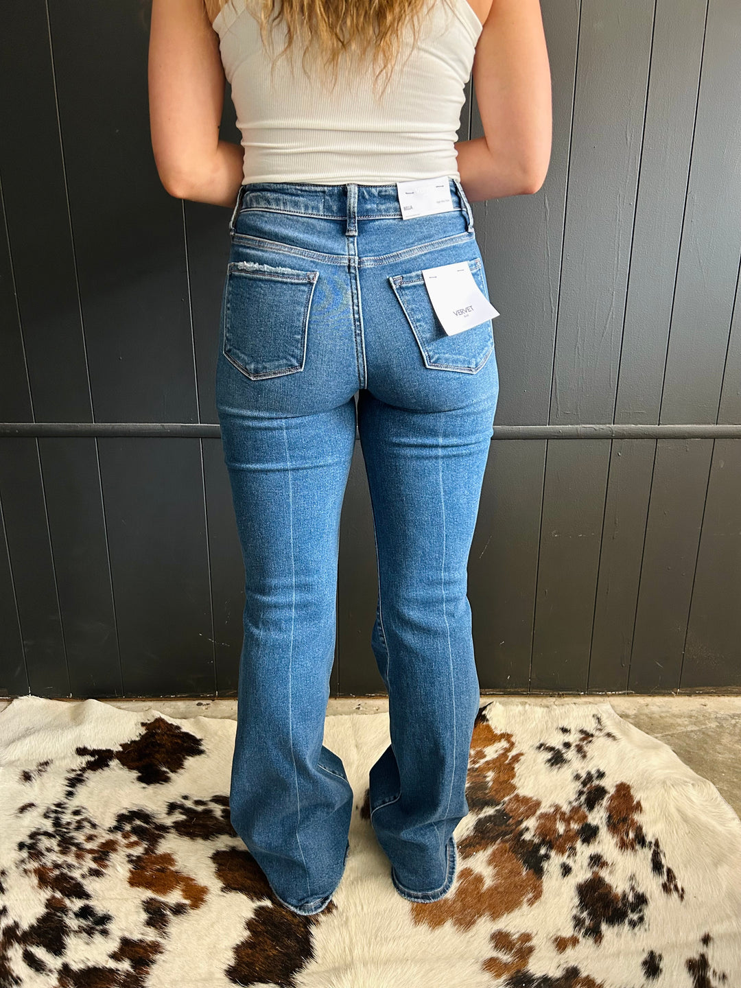 Mid Rise Classic Flare Distressed Jeans*